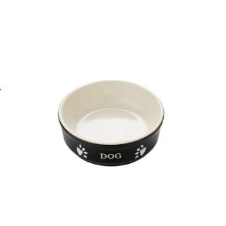 Nobby Keramiknapf Dog - schwarz/beige - 130 ml / 12 x 12 x 3,7 cm