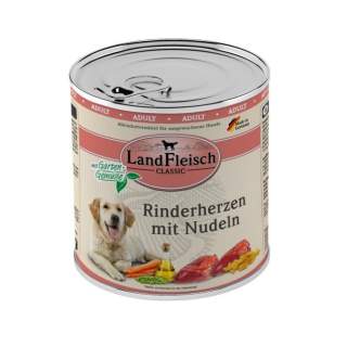 Landfleisch Dog Classic Rinderherzen mit Nudeln & Gartengemüse - 800g