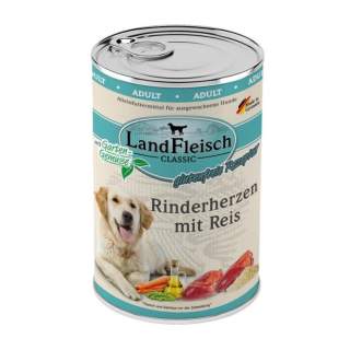 Landfleisch Dog Classic Rinderherzen mit Reis & Gartengemüse - 400g